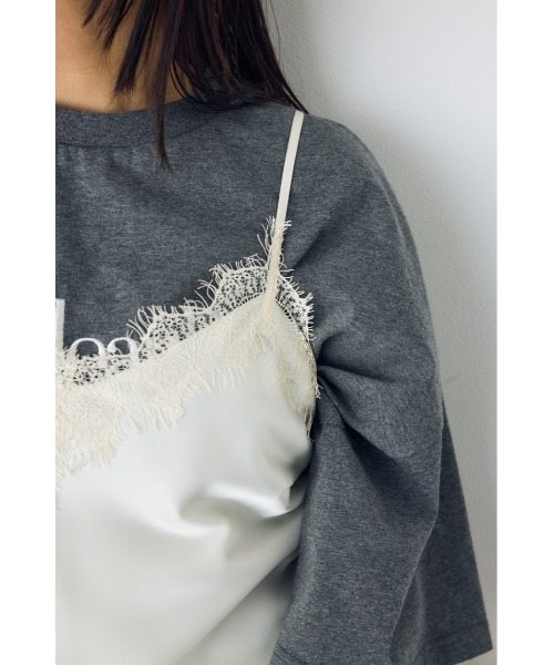 AZUL by moussy(アズールバイマウジー)の「【着丈バリエ】レースサテンアシメキャミソール(キャミソール・レディース・ブラウン/アイボリー/ブラック・SMALL/MEDIUM)」の9枚目の写真