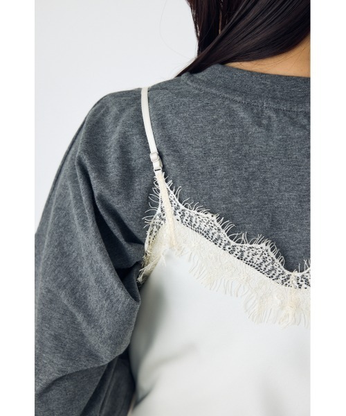 AZUL by moussy(アズールバイマウジー)の「【着丈バリエ】レースサテンアシメキャミソール(キャミソール・レディース・ブラウン/アイボリー/ブラック・SMALL/MEDIUM)」の11枚目の写真