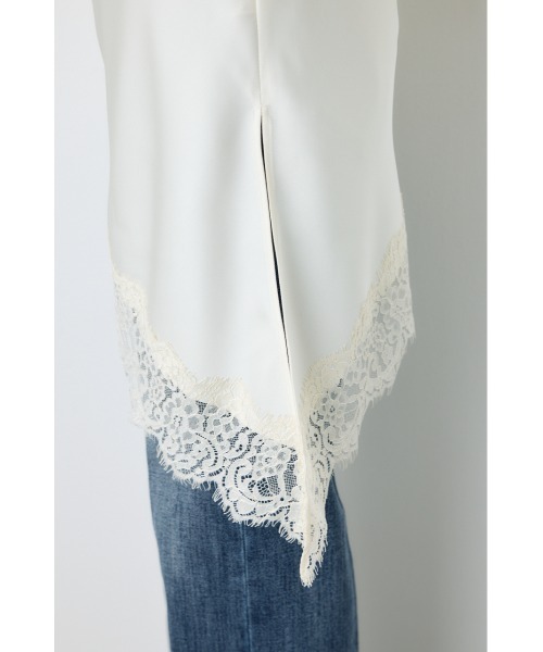 AZUL by moussy(アズールバイマウジー)の「【着丈バリエ】レースサテンアシメキャミソール(キャミソール・レディース・ブラウン/アイボリー/ブラック・SMALL/MEDIUM)」の12枚目の写真