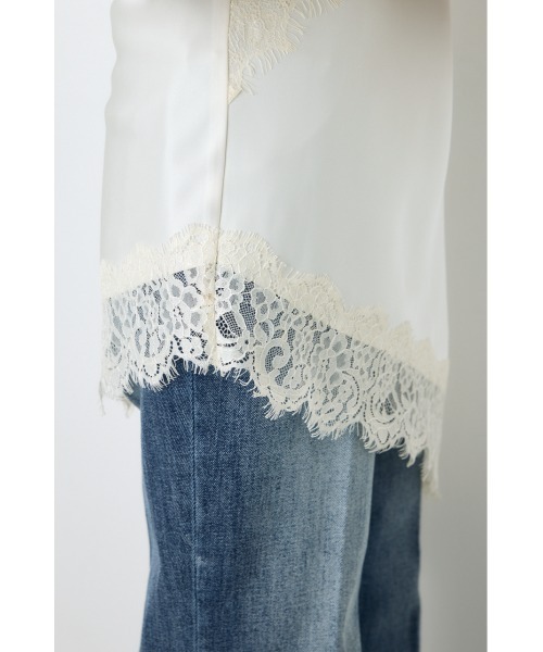 AZUL by moussy(アズールバイマウジー)の「【着丈バリエ】レースサテンアシメキャミソール(キャミソール・レディース・ブラウン/アイボリー/ブラック・SMALL/MEDIUM)」の13枚目の写真