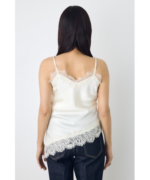 AZUL by moussy(アズールバイマウジー)の「【着丈バリエ】レースサテンアシメキャミソール(キャミソール・レディース・ブラウン/アイボリー/ブラック・SMALL/MEDIUM)」の15枚目の写真