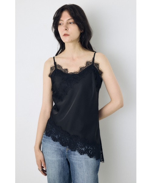 AZUL by moussy(アズールバイマウジー)の「【着丈バリエ】レースサテンアシメキャミソール(キャミソール・レディース・ブラウン/アイボリー/ブラック・SMALL/MEDIUM)」の17枚目の写真