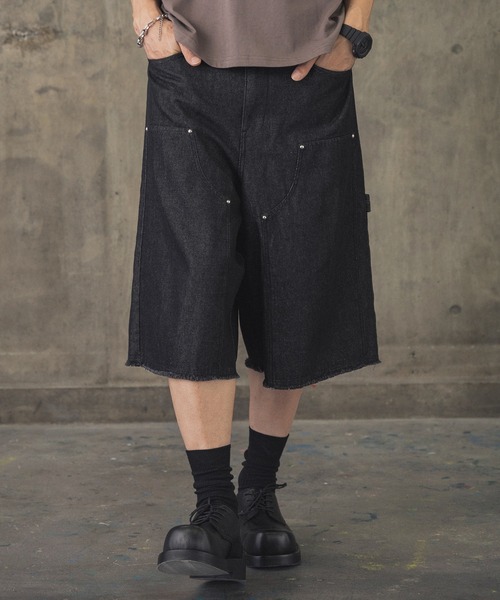 ILL'S(イルズ)の「ダブルニーカーブショーツ / DOUBLE KNEE CURVE SHORTS メンズ ウィメンズ ユニセックス(デニムパンツ・メンズ・カーキ/ブラック/ブルー・L/M)」の2枚目の写真