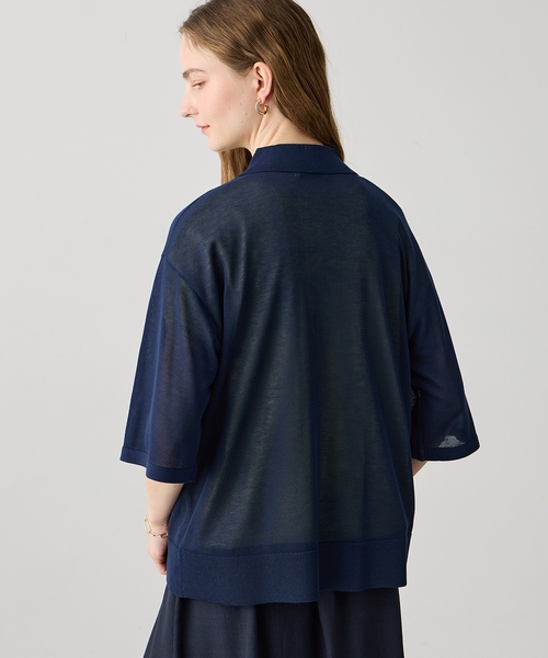 LE SOUK HOLIDAY(ルスークホリデー)の「【旬のスタイリングが叶う】半袖シアーポロニット(ニット/セーター・レディース・ブラック/ネイビー・M/L)」の7枚目の写真