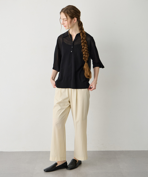 LE SOUK HOLIDAY(ルスークホリデー)の「【旬のスタイリングが叶う】半袖シアーポロニット(ニット/セーター・レディース・ブラック/ネイビー・M/L)」の13枚目の写真