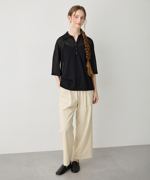 LE SOUK HOLIDAY(ルスークホリデー)の「【旬のスタイリングが叶う】半袖シアーポロニット(ニット/セーター・レディース・ブラック/ネイビー・M/L)」の14枚目の写真