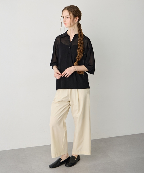 LE SOUK HOLIDAY(ルスークホリデー)の「【旬のスタイリングが叶う】半袖シアーポロニット(ニット/セーター・レディース・ブラック/ネイビー・M/L)」の15枚目の写真