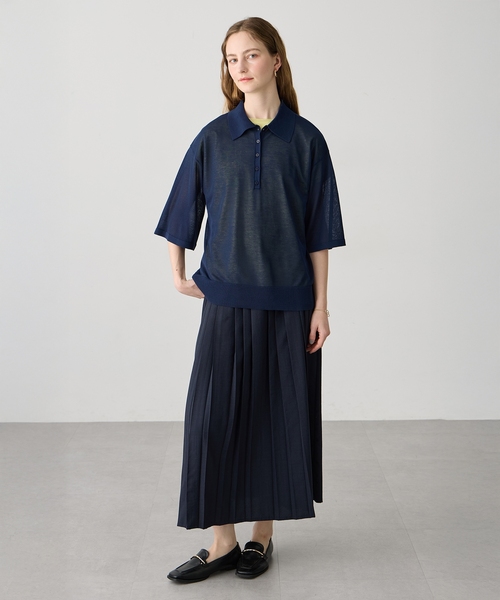 LE SOUK HOLIDAY(ルスークホリデー)の「【旬のスタイリングが叶う】半袖シアーポロニット(ニット/セーター・レディース・ブラック/ネイビー・M/L)」の17枚目の写真