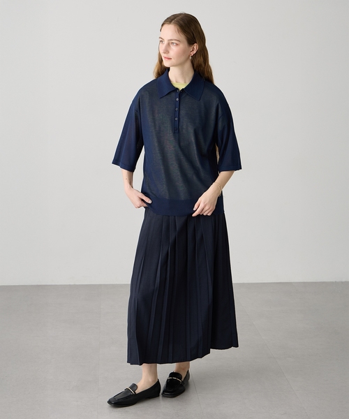 LE SOUK HOLIDAY(ルスークホリデー)の「【旬のスタイリングが叶う】半袖シアーポロニット(ニット/セーター・レディース・ブラック/ネイビー・M/L)」の19枚目の写真