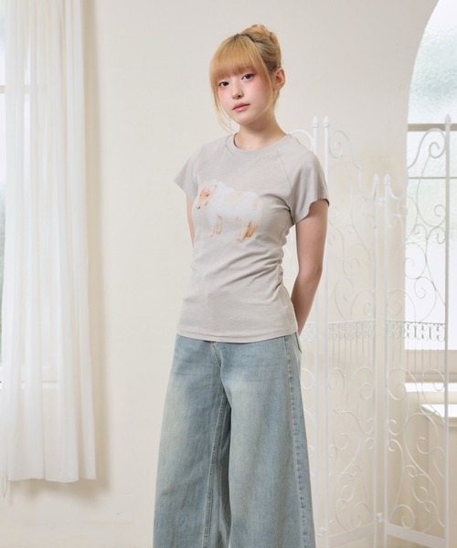 LiLIN(リリン)の「クルーネック アニマル プリント 半袖 Tシャツ トップス(Tシャツ/カットソー・レディース・ブラウン/ホワイト/グレイッシュベージュ・FREE)」の17枚目の写真