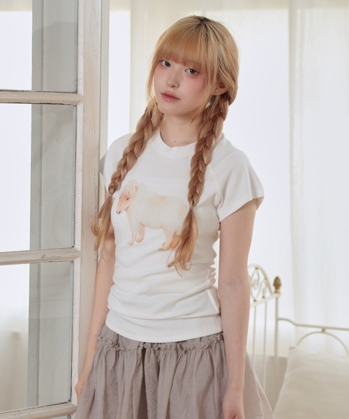 LiLIN(リリン)の「クルーネック アニマル プリント 半袖 Tシャツ トップス(Tシャツ/カットソー・レディース・ブラウン/ホワイト/グレイッシュベージュ・FREE)」の18枚目の写真