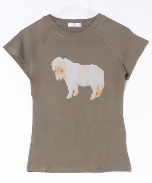 LiLIN(リリン)の「クルーネック アニマル プリント 半袖 Tシャツ トップス(Tシャツ/カットソー・レディース・ブラウン/ホワイト/グレイッシュベージュ・FREE)」の4枚目の写真