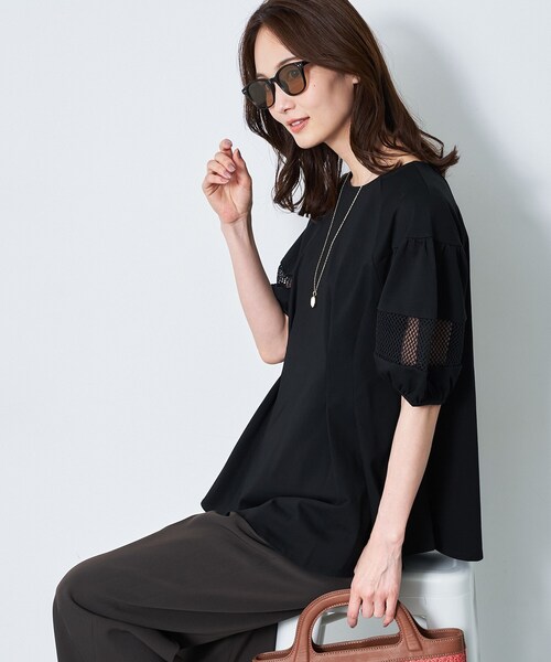 Reflect(リフレクト)の「メッシュ切り替えスリーブトップス(Tシャツ/カットソー・レディース・ホワイト/ライトブルー/ブラック・09/11/13)」の10枚目の写真
