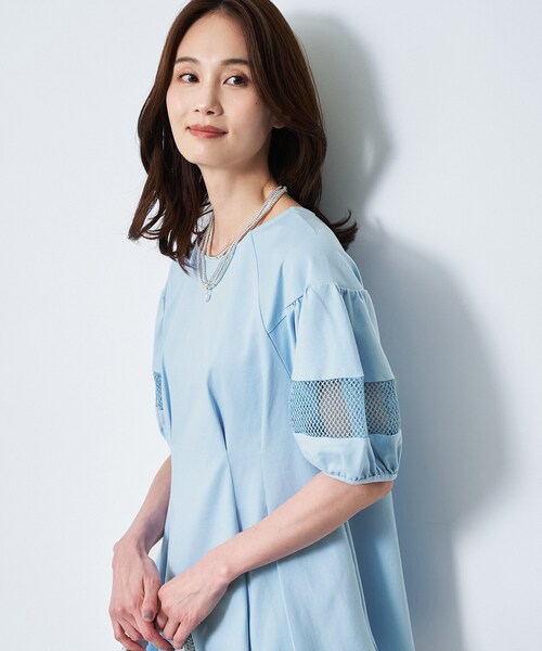 Reflect(リフレクト)の「メッシュ切り替えスリーブトップス(Tシャツ/カットソー・レディース・ホワイト/ライトブルー/ブラック・09/11/13)」の14枚目の写真
