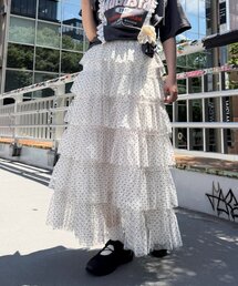 チュールドットフリフリスカート