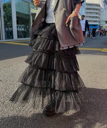 チュールドットフリルスカート