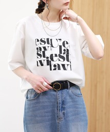 EGLANTINE ロゴパッチワーク半袖Tシャツ