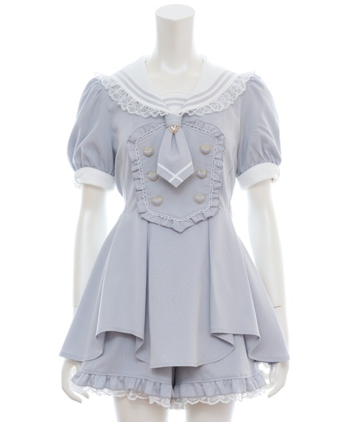 Secret Honey(シークレットハニー)の「ダブルハートボタンセーラーカラーセットアップ(セットアップ・レディース・グレー/ブラック・MEDIUM)」の9枚目の写真