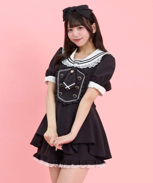 Secret Honey(シークレットハニー)の「ダブルハートボタンセーラーカラーセットアップ(セットアップ・レディース・グレー/ブラック・MEDIUM)」の7枚目の写真