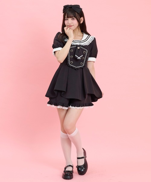 Secret Honey(シークレットハニー)の「ダブルハートボタンセーラーカラーセットアップ(セットアップ・レディース・グレー/ブラック・MEDIUM)」の6枚目の写真