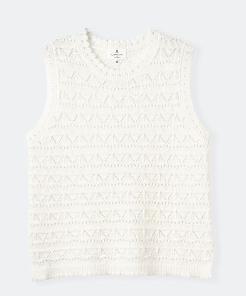 LANVIN en Bleu（ランバンオンブルー）の「レースノースリーブニット（ニット/セーター・レディース・イエロー/ブラック/オフホワイト・38）」の2枚目の写真