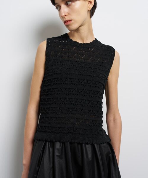 LANVIN en Bleu（ランバンオンブルー）の「レースノースリーブニット（ニット/セーター・レディース・イエロー/ブラック/オフホワイト・38）」の3枚目の写真