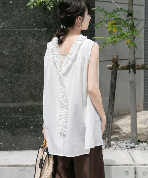 ITEMS URBANRESEARCH(アイテムズ アーバンリサーチ)の「2WAYフリルブラウス(シャツ/ブラウス・レディース・ホワイト/ブラック・FREE)」の4枚目の写真