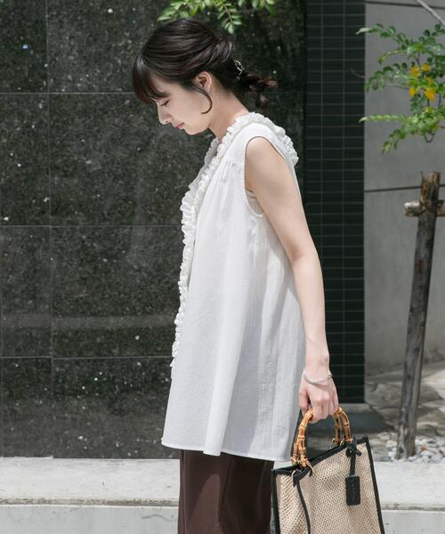 ITEMS URBANRESEARCH(アイテムズ アーバンリサーチ)の「2WAYフリルブラウス(シャツ/ブラウス・レディース・ホワイト/ブラック・FREE)」の6枚目の写真