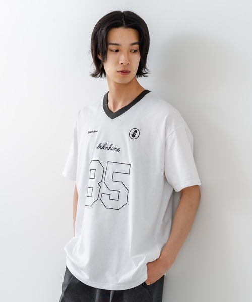 brknhome(ブロークンホーム)の「【BRKNHOME/ブロークンホーム】×【ZERO STAIN/ゼロステイン】【ホッケー風デザイン】コラボTシャツ 汗染み防止 ワンポイント オーバーサイズ(Tシャツ/カットソー・メンズ・ホワイト/チャコールグレー・MEDIUM/LARGE)」の19枚目の写真