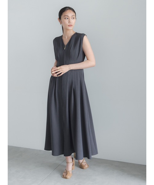 Te chichi(テチチ)の「ミックスツイルジャンスカワンピース(セットアップ可)(ワンピース・レディース・ベージュ/チャコールグレー・F)」の1枚目の写真