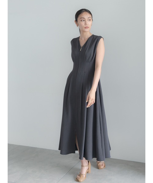 Te chichi(テチチ)の「ミックスツイルジャンスカワンピース(セットアップ可)(ワンピース・レディース・ベージュ/チャコールグレー・F)」の6枚目の写真