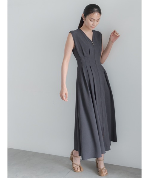 Te chichi(テチチ)の「ミックスツイルジャンスカワンピース(セットアップ可)(ワンピース・レディース・ベージュ/チャコールグレー・F)」の7枚目の写真