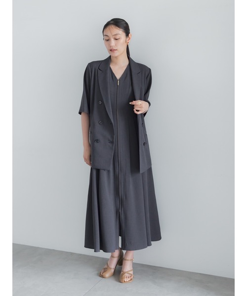 Te chichi(テチチ)の「ミックスツイルジャンスカワンピース(セットアップ可)(ワンピース・レディース・ベージュ/チャコールグレー・F)」の8枚目の写真