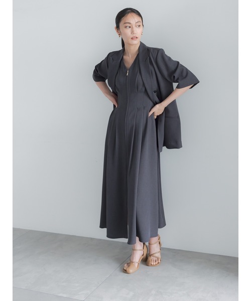 Te chichi(テチチ)の「ミックスツイルジャンスカワンピース(セットアップ可)(ワンピース・レディース・ベージュ/チャコールグレー・F)」の10枚目の写真