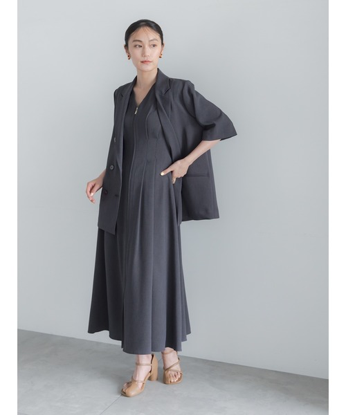 Te chichi(テチチ)の「ミックスツイルジャンスカワンピース(セットアップ可)(ワンピース・レディース・ベージュ/チャコールグレー・F)」の11枚目の写真
