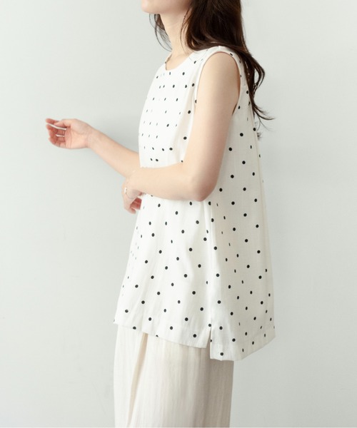 on:nue（オンニュ）の「【on:nue】[着用動画あり！] リネンミックス ドットチュニックブラウス（シャツ/ブラウス・レディース・ブラック/ホワイト・FREE）」の10枚目の写真