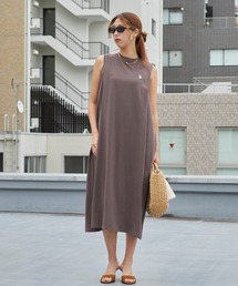 U.S. POLO ASSN./ユーエスポロアッスン Shoulder-tuck dress ショルダータックワンピース ダブルホースマン刺繍 ノースリーブ Aライン カットソー Tシャツワンピース 秋 秋服 2026年秋冬