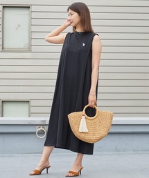 ROOPTOKYO（ループトウキョウ）の「U.S. POLO ASSN./ユーエスポロアッスン Shoulder-tuck dress ショルダータックワンピース ダブルホースマン刺繍 ノースリーブ Aライン カットソー Tシャツワンピース 2026年 夏 夏服（ワンピース）」