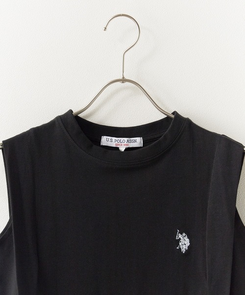 U.S. POLO ASSN.(ユーエスポロアッスン)の「U.S. POLO ASSN./ユーエスポロアッスン Shoulder-tuck dress ショルダータックワンピース ダブルホースマン刺繍 ノースリーブ Aライン カットソー Tシャツワンピース 2026年 夏 夏服(ワンピース・レディース・スミクロ/ブラウン/ベージュ・S/M/L)」の10枚目の写真