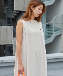 U.S. POLO ASSN.（ユーエスポロアッスン）の「U.S. POLO ASSN./ユーエスポロアッスン Shoulder-tuck dress ショルダータックワンピース ダブルホースマン刺繍 ノースリーブ Aライン カットソー Tシャツワンピース 2026年 夏 夏服（ワンピース）」