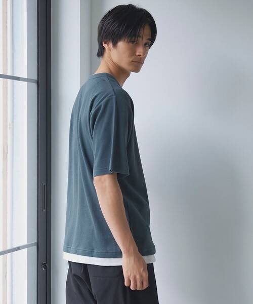 coen（コーエン）の「キーネックフェイクレイヤード半袖Tシャツ（Tシャツ/カットソー・メンズ・ダークグレー/ワインレッド/ネイビー・S/M/L/XL）」の12枚目の写真