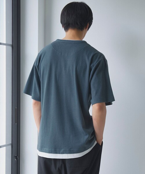 coen（コーエン）の「キーネックフェイクレイヤード半袖Tシャツ（Tシャツ/カットソー・メンズ・ダークグレー/ワインレッド/ネイビー・S/M/L/XL）」の13枚目の写真