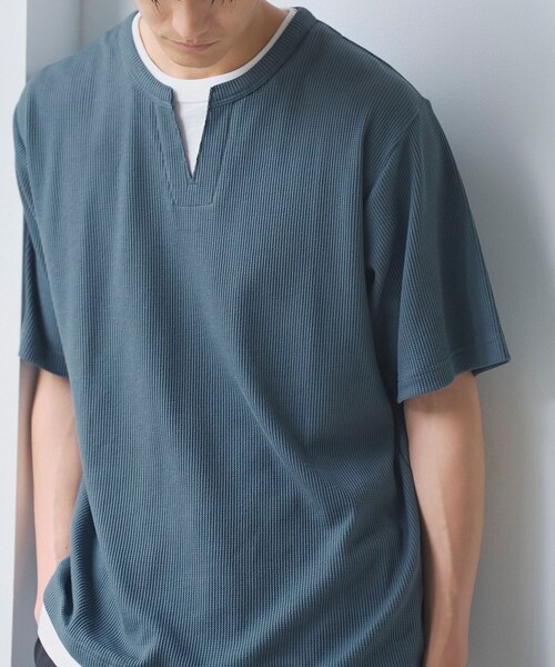 coen（コーエン）の「キーネックフェイクレイヤード半袖Tシャツ（Tシャツ/カットソー・メンズ・ダークグレー/ワインレッド/ネイビー・S/M/L/XL）」の14枚目の写真