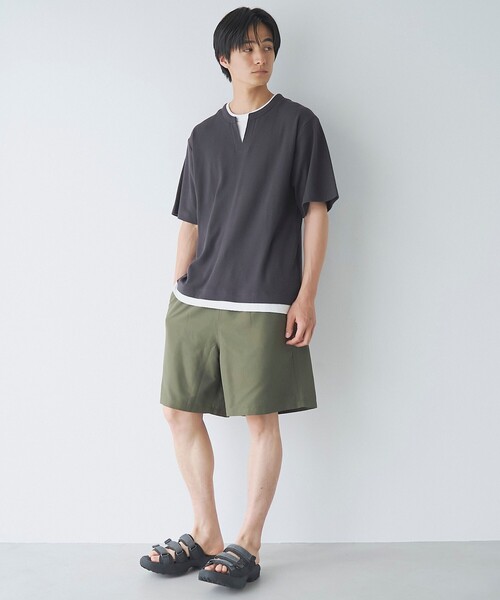 coen（コーエン）の「キーネックフェイクレイヤード半袖Tシャツ（Tシャツ/カットソー・メンズ・ダークグレー/ワインレッド/ネイビー・S/M/L/XL）」の15枚目の写真