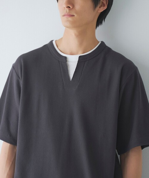 coen（コーエン）の「キーネックフェイクレイヤード半袖Tシャツ（Tシャツ/カットソー・メンズ・ダークグレー/ワインレッド/ネイビー・S/M/L/XL）」の20枚目の写真
