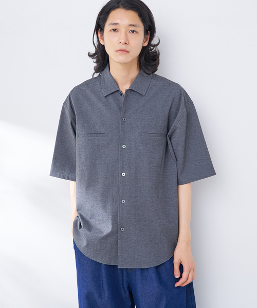 B.C STOCK(ベーセーストック)の「ハンドステッチライクシャツ(シャツ/ブラウス・メンズ・イエロー/ベージュ/チャコールグレー/カーキ・MEDIUM/LARGE)」の1枚目の写真