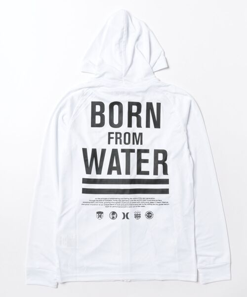 Hurley （ハーレー）の「【Hurley:ハーレー】キッズジップアップラッシュパーカー　ラッシュフーディー　BORN FROM WATER FULL ZIP HOODIE（ラッシュガード・キッズ・ホワイト/ブラック・160/130/150/140）」の7枚目の写真
