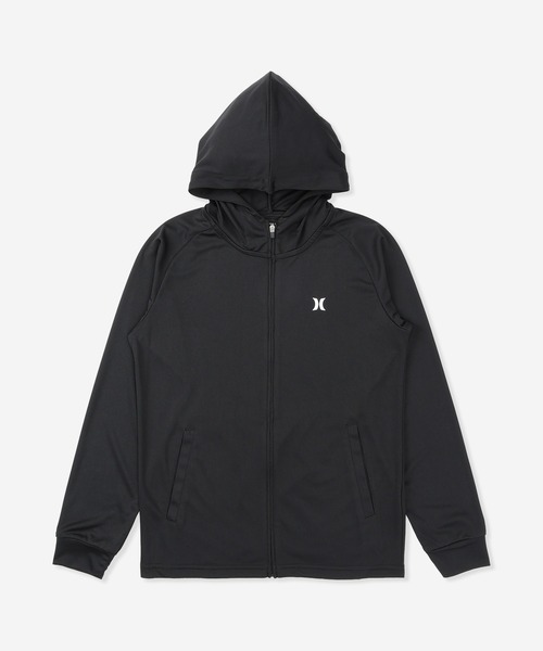 Hurley （ハーレー）の「【Hurley:ハーレー】キッズジップアップラッシュパーカー　ラッシュフーディー　BORN FROM WATER FULL ZIP HOODIE（ラッシュガード・キッズ・ホワイト/ブラック・160/130/150/140）」の2枚目の写真