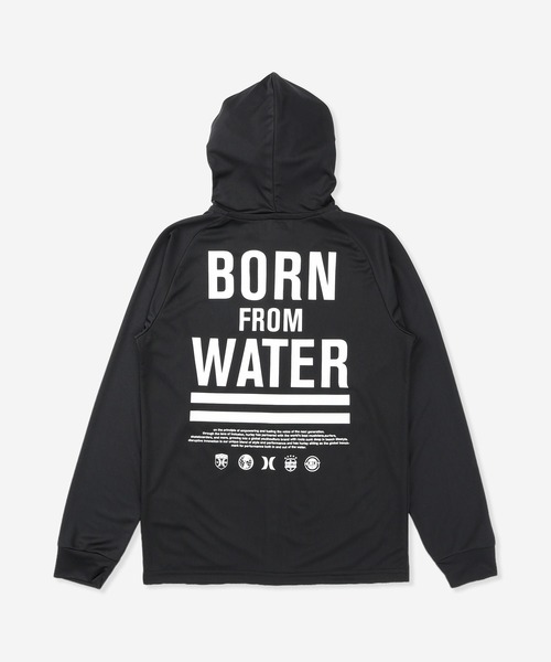 Hurley （ハーレー）の「【Hurley:ハーレー】キッズジップアップラッシュパーカー　ラッシュフーディー　BORN FROM WATER FULL ZIP HOODIE（ラッシュガード・キッズ・ホワイト/ブラック・160/130/150/140）」の3枚目の写真