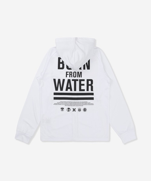 Hurley （ハーレー）の「【Hurley:ハーレー】キッズジップアップラッシュパーカー　ラッシュフーディー　BORN FROM WATER FULL ZIP HOODIE（ラッシュガード・キッズ・ホワイト/ブラック・160/130/150/140）」の9枚目の写真